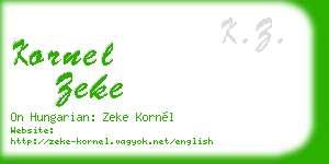 kornel zeke business card