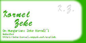 kornel zeke business card